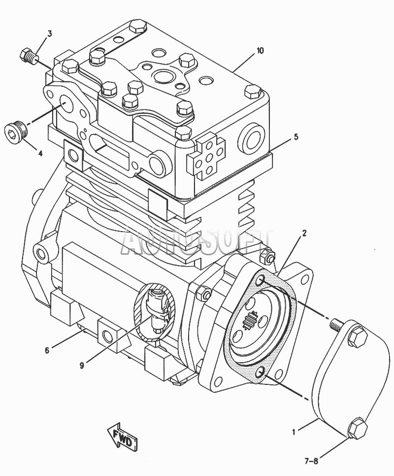 Головка цилиндров двигателя, поршень и шатун двигателя