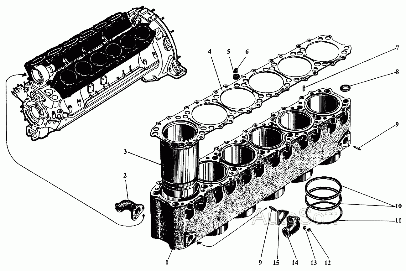 Газопровод двигателя ЯМЗ-236М
