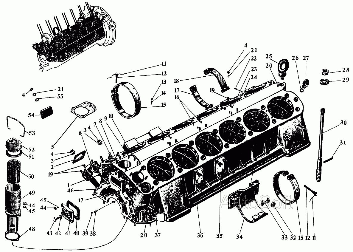Двигатель ЯМЗ-238М2 со сцеплением и коробкой передач